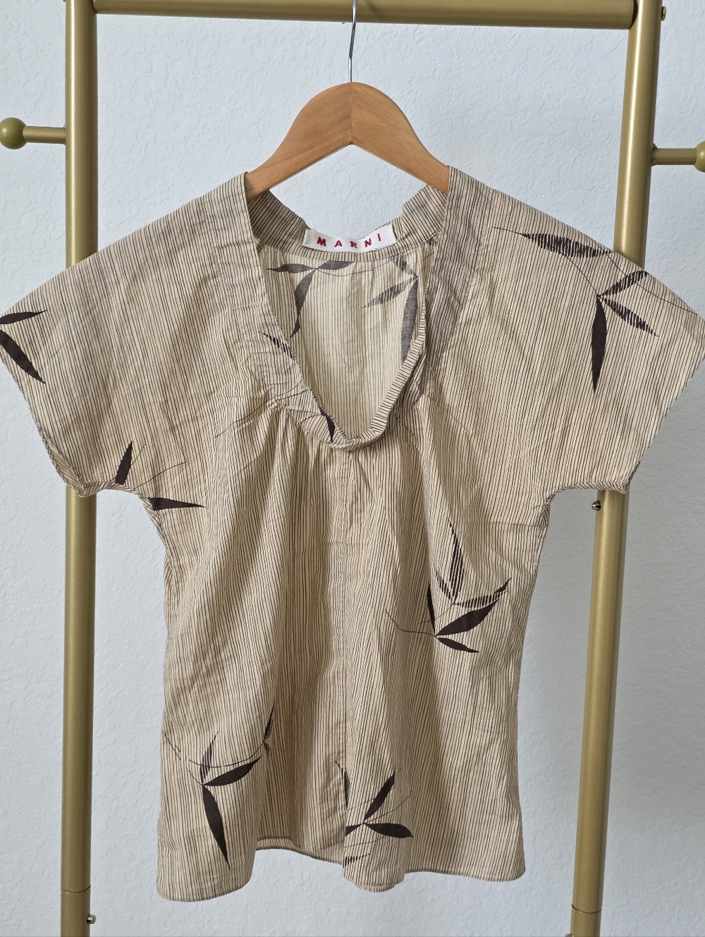 Marni Top, Small, V-neck, Short Sleeve, 100% Cotton